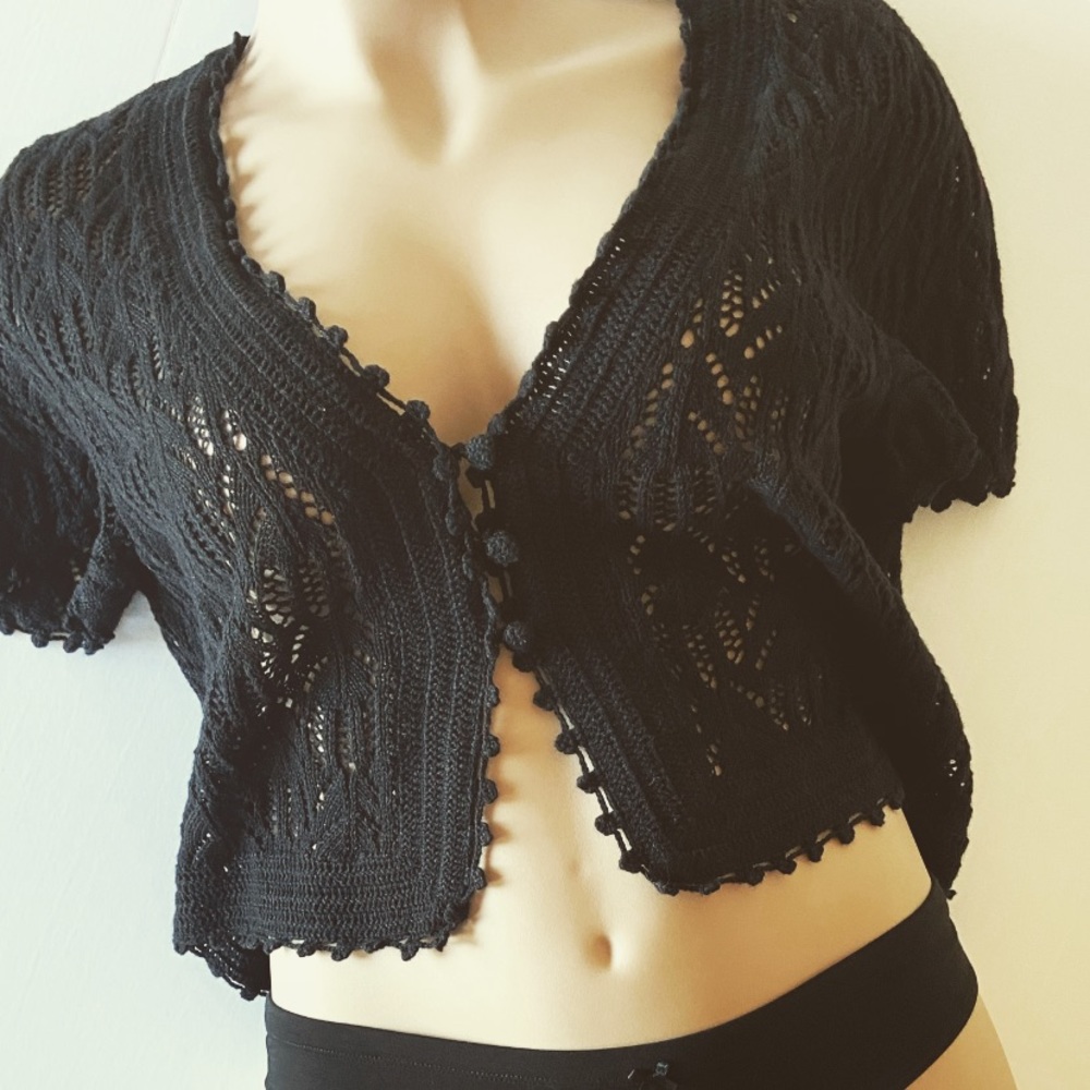 Lane Bryant | Black Crochet Cropped Shrug